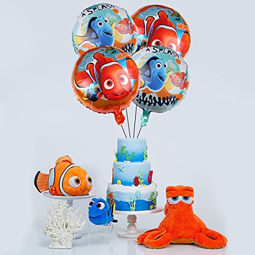 4 pcs Finding Nemo balloon Finding Nemo theme party supplies, large 18 inch aluminum film balloon birthday party supplies decoration
