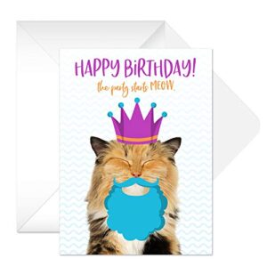 Funny Cat Pun Birthday Card Pack / 24 Cat Birthday Cards With White Envelopes / 4 7/8" x 3 1/2" Cats Birthday Note Cards/Hilarious Cute Kitten Birthday Greeting Cards