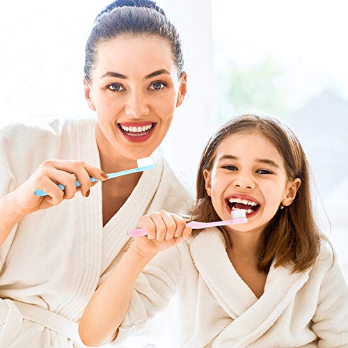 4 Pieces Extra Soft Toothbrushes Micro Nano Manual Toothbrush for Sensitive Gums with 20,000 Extra Soft Bristles for Fragile Gums Adult Kid Children (Blue, Pink)