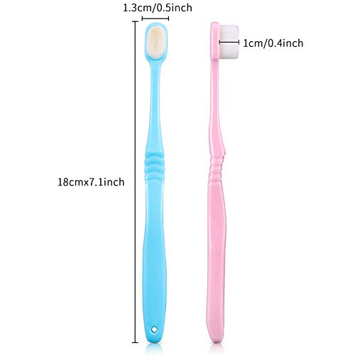 4 Pieces Extra Soft Toothbrushes Micro Nano Manual Toothbrush for Sensitive Gums with 20,000 Extra Soft Bristles for Fragile Gums Adult Kid Children (Blue, Pink)