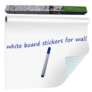 wishave large dry erase whiteboard sticker wall decal ,self-adhesive white board sticker vinyl peel and stick paper for school, office, home, kids drawing with 1 marker 78.7 x 17.5 inch