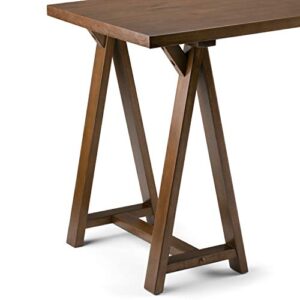 SIMPLIHOME Sawhorse SOLID WOOD Modern Industrial 56 inch Wide Home Office Desk, Writing Table, Workstation, Study Table Furniture in Medium Saddle Brown