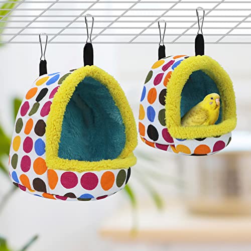 Bird Hanging Hammock Winter Warm Parrot Nest House Bed Plush Snuggle Pet Cave Hammock Toy for Conure Lovebird Budgie Parakeet Cockatiel Cage Accessory (Medium)