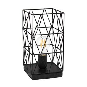 simple designs lt1073-blk geometric square metal table lamp, black 5.13 x 5.13 x 10.25
