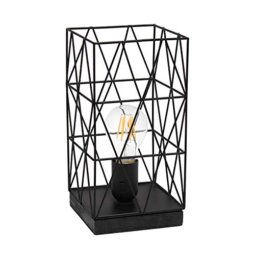 Simple Designs LT1073-BLK Geometric Square Metal Table Lamp, Black 5.13 x 5.13 x 10.25