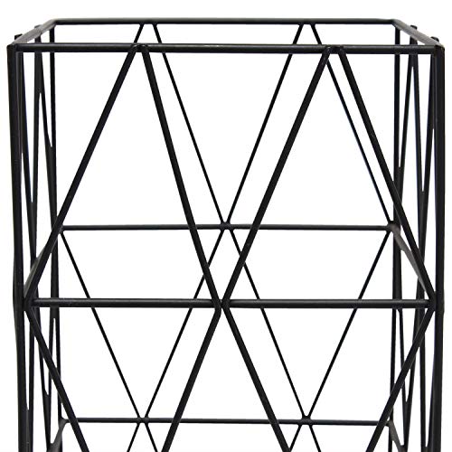 Simple Designs LT1073-BLK Geometric Square Metal Table Lamp, Black 5.13 x 5.13 x 10.25