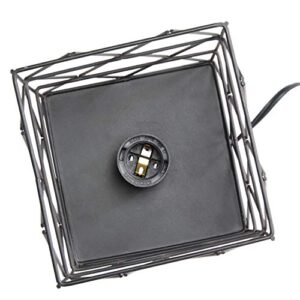 Simple Designs LT1073-BLK Geometric Square Metal Table Lamp, Black 5.13 x 5.13 x 10.25
