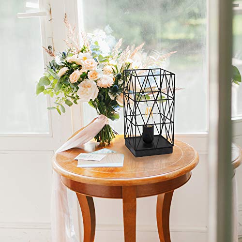 Simple Designs LT1073-BLK Geometric Square Metal Table Lamp, Black 5.13 x 5.13 x 10.25