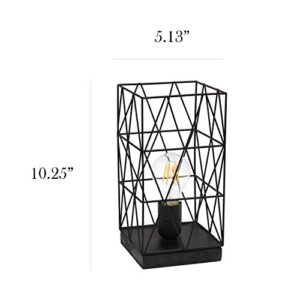 Simple Designs LT1073-BLK Geometric Square Metal Table Lamp, Black 5.13 x 5.13 x 10.25