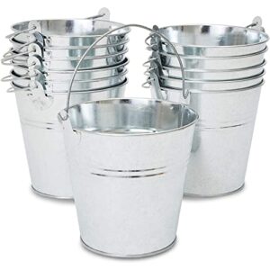 12 pack galvanized metal buckets with handles for party decorations, small tin pails (5 in)