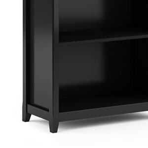 SIMPLIHOME Amherst SOLID WOOD 70 inch x 30 inch Transitional 5 Shelf Bookcase in Black with 5 Shelves, for the Living Room, Study and Office