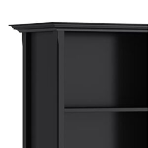 SIMPLIHOME Amherst SOLID WOOD 70 inch x 30 inch Transitional 5 Shelf Bookcase in Black with 5 Shelves, for the Living Room, Study and Office