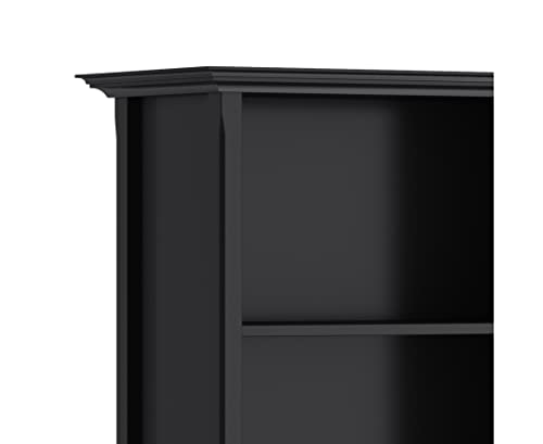 SIMPLIHOME Amherst SOLID WOOD 70 inch x 30 inch Transitional 5 Shelf Bookcase in Black with 5 Shelves, for the Living Room, Study and Office