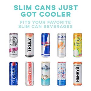 Swig Life Skinny Can Cooler, Stainless Steel, Dishwasher Safe, Triple Insulated Slim Can Sleeve for 12oz Tall Skinny Can Beverages in Party Animal Print