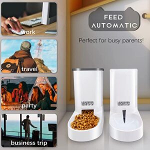 Pets Automatic Feeder Set,Cats Dogs Water Dispenser and Food Feeder,Gravity Feeder for Small Animals (Food and Water Feeder Set)