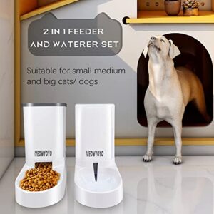 Pets Automatic Feeder Set,Cats Dogs Water Dispenser and Food Feeder,Gravity Feeder for Small Animals (Food and Water Feeder Set)