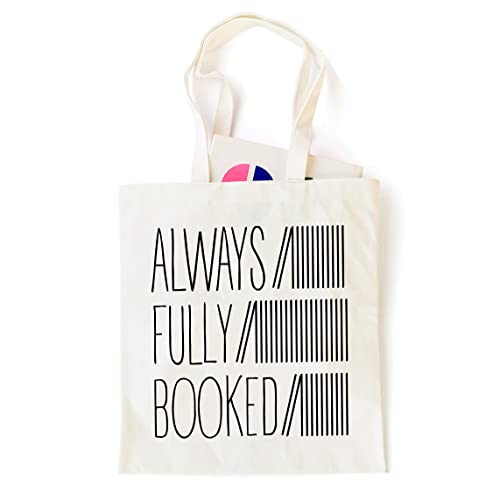 Ihopes Always Fully Booked Reusable Tote Bag | Funny Library Canvas Tote Bag School Bag Book Lovers Gift for Bookworm Teens Men Women Friends Kids