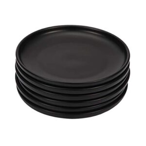 bonnoces 6 inches small appetizer plates matte porcelain, elegant mini size round serving plates for dessert, salad, snacks, set of 6 (black)