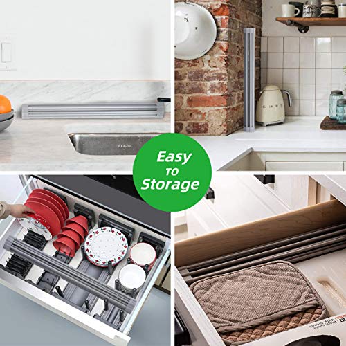 Wizdays Roll Up Dish Drying Rack Kitchen Sink, 20.5"x13" Foldable Food Safe Grade Silicone Wrapped Stainless Steel Dish Drying Rack, Space Saver, Easy to Use, Clean & Store