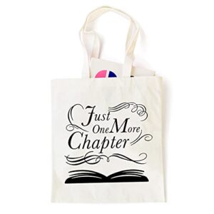 ihopes just one more chapter reusable tote bag | funny bookworm library canvas tote bag school bag book lovers gift for teens men women friends kids