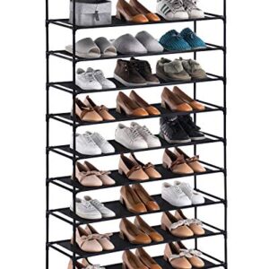 Youdesure 10 Tiers Shoe Rack, Large Shoe Rack Organizer for 50 Pairs, Space Saving Shoe Shelf, Non-Woven Fabric Shoe Storage Cabinet (Black)