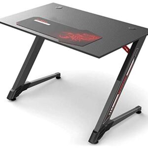 EUREKA ERGONOMIC 43 Inch Z Shaped Black Home Office PC Computer Gaming Desk, Gamer Work Study Writing Table for Small Spaces One-Piece Desktop Sturdy Metal Legs with Free Mousepad, EPA Certified