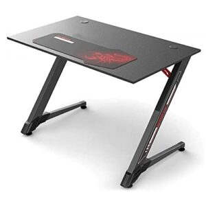 EUREKA ERGONOMIC 43 Inch Z Shaped Black Home Office PC Computer Gaming Desk, Gamer Work Study Writing Table for Small Spaces One-Piece Desktop Sturdy Metal Legs with Free Mousepad, EPA Certified