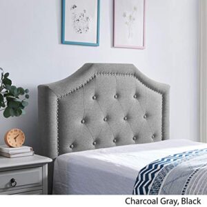 Christopher Knight Home Rachel Upholstered Twin Headboard, Charcoal Gray, Black