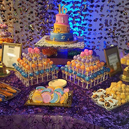 Goabroa Cake Pop Display Stand, 56 Holes Clear Acrylic 3 Tier Square Cupcake Dessert Holder Weddings Baby Showers Birthday Parties Anniversaries Halloween Candy Decorative (56 Hole)