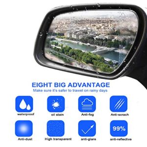 8 Pieces Car Rearview Mirror Film Rainproof Waterproof Mirror Film Anti Fog Nano Coating Car Film for Car Mirrors and Side Windows, Various Shapes