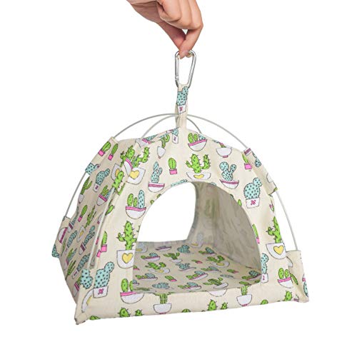 Mydays Bird Nest House Bed, Parrot Hamster Habitat Cave Hanging Tent Hammock (S, White)