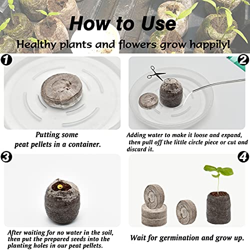 ZeeDix 100 Pcs 30mm Peat Pellets Seed Starter Soil Pods Plugs for Vegetable, Seedling Soil Block Compressed Peat Nutrient Seed Pods for Planting Easy Transplant with 100 Plant Labels & 2 Garden Tools