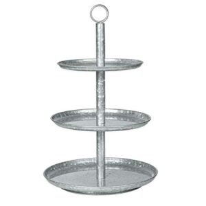 ilyapa 3 tier tray, galvanized tray, three tier serving tray, 3 tier serving stand, farmhouse tiered metal platter for cake, cupcake tower, dessert, appetizers & more