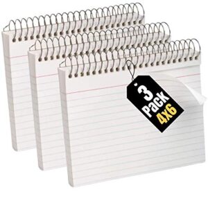 1intheoffice spiral bound index cards 4x6 ruled, white, 50 cards/pack, 3 packs