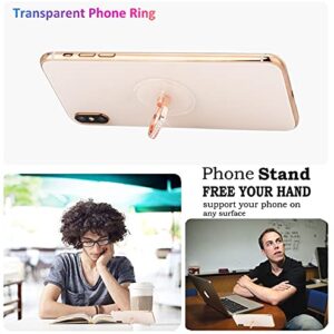 lenoup Transparent Cell Phone Ring Holder Kickstand,Bling Bling Sparkle Diamond Clear Cell Phone Finger Ring Grip Stand(Silver/Rose Gold)