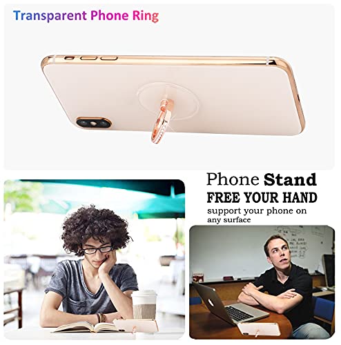 lenoup Transparent Cell Phone Ring Holder Kickstand,Bling Bling Sparkle Diamond Clear Cell Phone Finger Ring Grip Stand(Silver/Rose Gold)