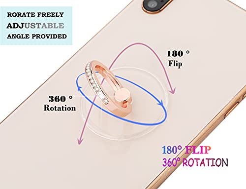 lenoup Transparent Cell Phone Ring Holder Kickstand,Bling Bling Sparkle Diamond Clear Cell Phone Finger Ring Grip Stand(Silver/Rose Gold)