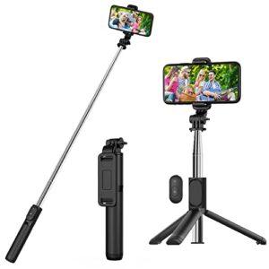 selfie stick, extendable selfie stick tripod with wireless remote and tripod stand, portable, lightweight, compatible with iphone 14 13 12 pro xs max xr x 8plus 7, samsung smartphone and more
