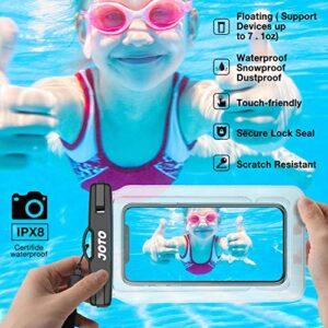 JOTO Floating Waterproof Phone Holder Pouch, Float Universal Waterproof Case for iPhone 14 13 12 11 Pro Max XS XR 8 7 Galaxy Pixel Up to 7’’, IPX8 Underwater Cellphone Dry Bag for Beach -2 Pack,Clear