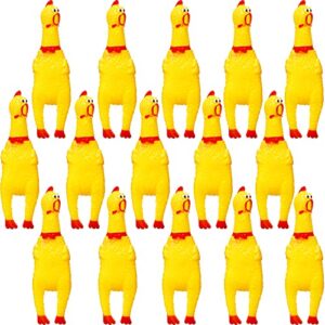 15 pcs rubber chicken screaming chicken squeeze novelty squeaky noise shrilling shrieking squawking chicken noisemaker novelty gadget for dogs pets, 6.3 inch