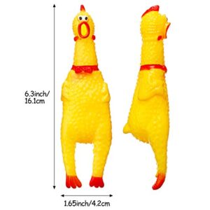 15 Pcs Rubber Chicken Screaming Chicken squeeze Novelty Squeaky Noise Shrilling Shrieking Squawking Chicken Noisemaker Novelty Gadget for Dogs Pets, 6.3 Inch