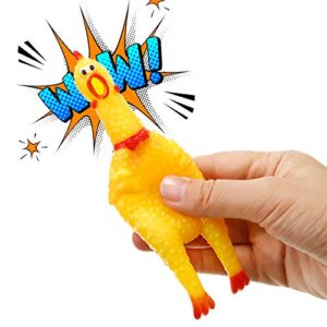 15 Pcs Rubber Chicken Screaming Chicken squeeze Novelty Squeaky Noise Shrilling Shrieking Squawking Chicken Noisemaker Novelty Gadget for Dogs Pets, 6.3 Inch