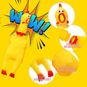 15 Pcs Rubber Chicken Screaming Chicken squeeze Novelty Squeaky Noise Shrilling Shrieking Squawking Chicken Noisemaker Novelty Gadget for Dogs Pets, 6.3 Inch