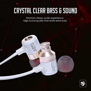 CLLIPP WIRELESS Earphones 3.5mm in-Ear Earbuds Noise Canceling with Microphone & Call Controller Dynamic Bass Stereo Sound Tangle-Free Cord - White