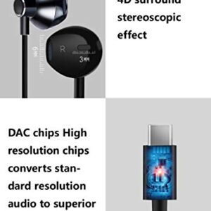 USB C Headphones,Type C Earbuds USB C Earphones with Mic & Volume Control Compatible with Google Pixel 3/2/XL,iPad Pro 2018, OnePlus 6T,Huawei Essential Phones