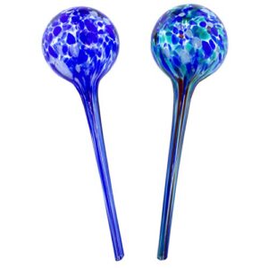 maxam wyndham house, 2 piece watering globe set, colorful hand-blown glass plant watering system