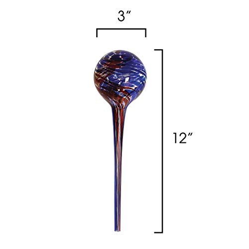 Maxam Wyndham House, 2 Piece Watering Globe Set, Colorful Hand-Blown Glass Plant Watering System