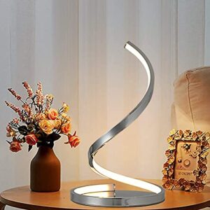 karmiqi dimmable led table lamp for bedroom, 9w touch control table lamp, modern spiral bedside nightstand lamp for living room