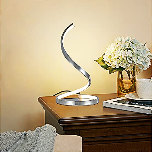 KARMIQI Dimmable LED Table Lamp for Bedroom, 9W Touch Control Table Lamp, Modern Spiral Bedside Nightstand Lamp for Living Room