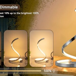 KARMIQI Dimmable LED Table Lamp for Bedroom, 9W Touch Control Table Lamp, Modern Spiral Bedside Nightstand Lamp for Living Room